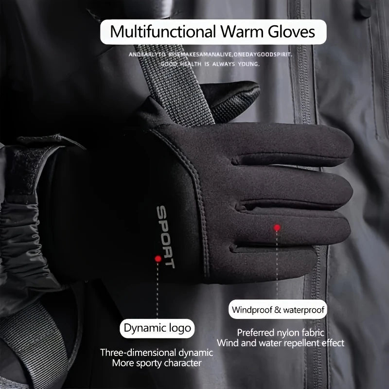Winter Cycling Gloves Waterproof Outdoor Sports Running Motorcycle Touch Screen Unisex Non-Slip Warm Full Finger Gloves