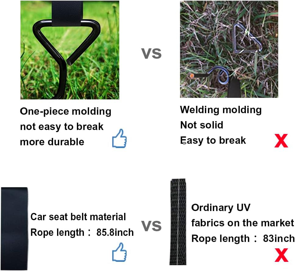 USA Heavy Duty Trampoline Anchor Kit - Set of 4 Corkscrew Steel Stakes with T Hook and Bonus 4 Strong Belts