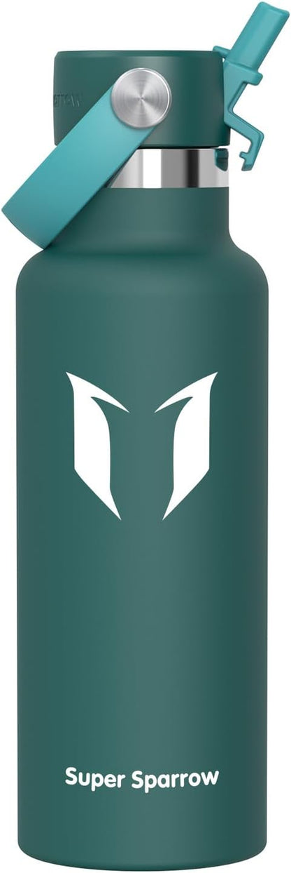 Sparrow Insulated Water Bottle - 350Ml/500Ml/750Ml/1L/1.2L - Flipflow Metal Water Bottles with Straw Lid - BPA Free - Leakproof Stainless Steel Flask for Sport, Gym, School, Outdoor, Travel