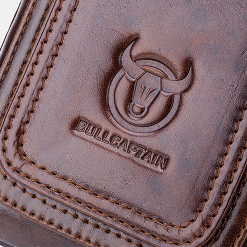 Men'S Leather Belt Waist Bag Travel Small Fanny Pack Phone Pouch Multifunctional Male Waist Bag Leather Pouch