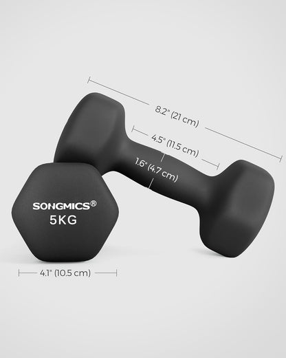 Dumbbells Set of 2 Dumbbells Hexagon Neoprene Coating Strength Training Workout Fitness Training Home