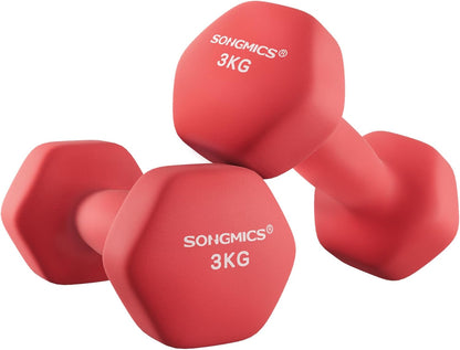 Dumbbells Set of 2 Dumbbells Hexagon Neoprene Coating Strength Training Workout Fitness Training Home