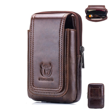 Men'S Leather Belt Waist Bag Travel Small Fanny Pack Phone Pouch Multifunctional Male Waist Bag Leather Pouch