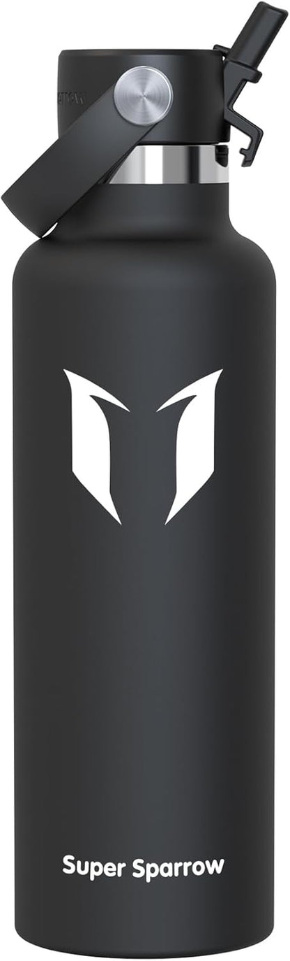 Sparrow Insulated Water Bottle - 350Ml/500Ml/750Ml/1L/1.2L - Flipflow Metal Water Bottles with Straw Lid - BPA Free - Leakproof Stainless Steel Flask for Sport, Gym, School, Outdoor, Travel