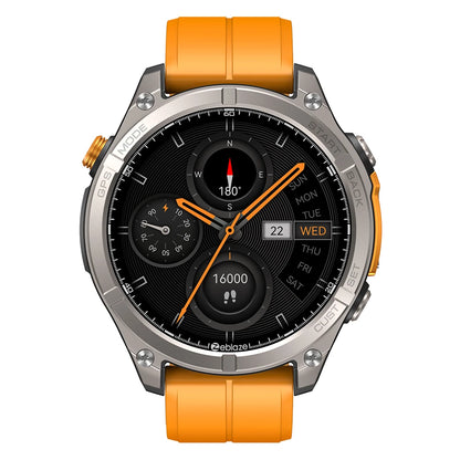 [World Premiere] Stratos 4 1.43-Inch AMOLED GPS 5ATM&IP69K Waterproof Built-In Flashlight Compass&Barometric Altimeter 60 Days Battery Life Voice Assistant Bluetooth Call Heart Rate Spo2 Monitor Sleep Monitoring Multi-Sport Modes Smart Watch