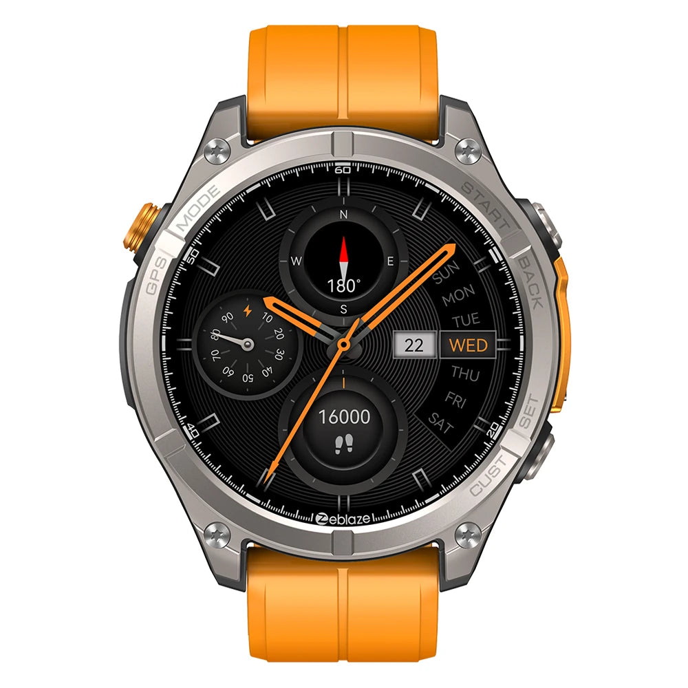 [World Premiere] Stratos 4 1.43-Inch AMOLED GPS 5ATM&IP69K Waterproof Built-In Flashlight Compass&Barometric Altimeter 60 Days Battery Life Voice Assistant Bluetooth Call Heart Rate Spo2 Monitor Sleep Monitoring Multi-Sport Modes Smart Watch