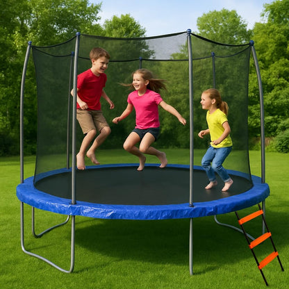 Three-Step Wide Trampoline Ladder for Children, Durable Powder-Coated and UV-Treated Trampoline Accessory for All Weather Conditions, Sturdy and Safe Design