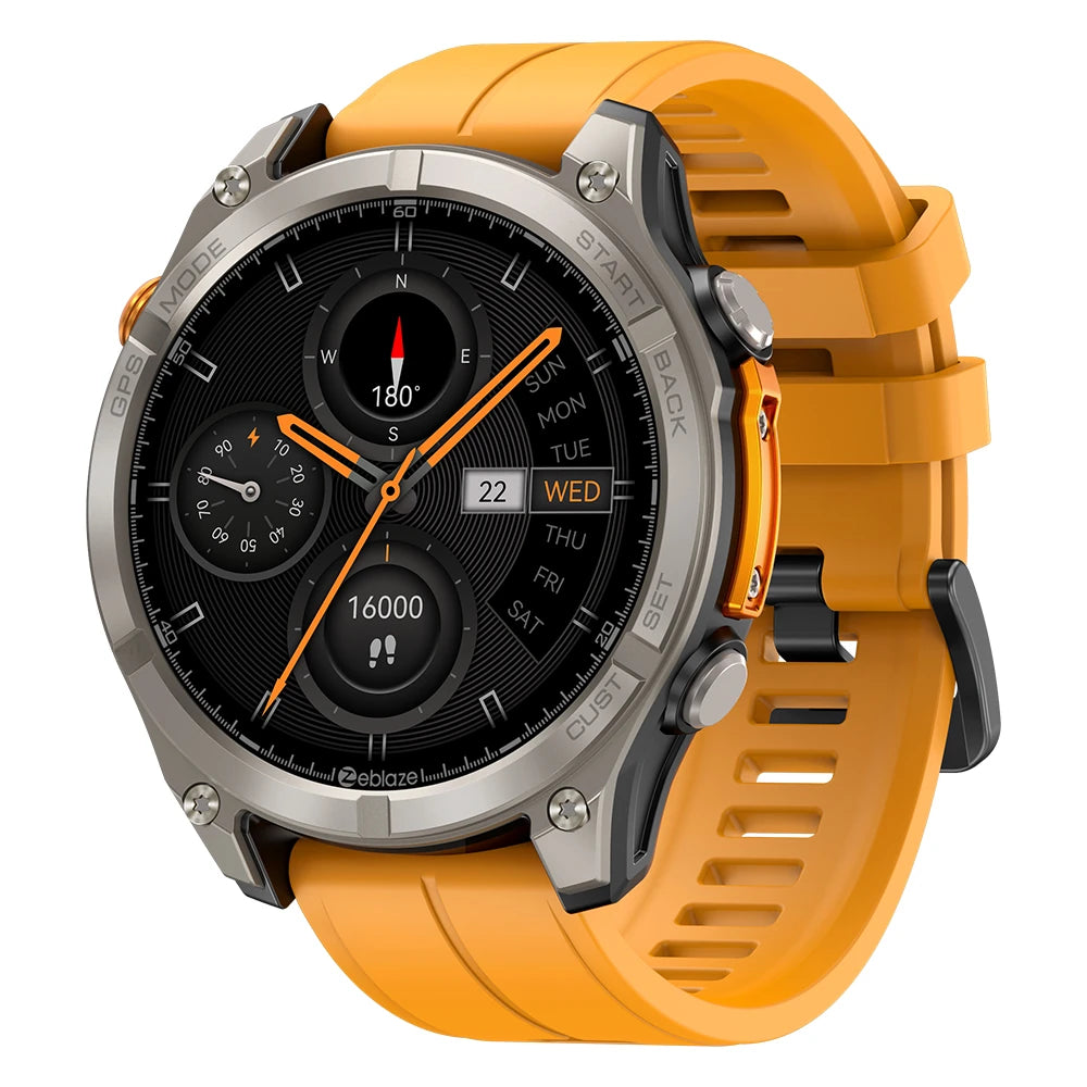 [World Premiere] Stratos 4 1.43-Inch AMOLED GPS 5ATM&IP69K Waterproof Built-In Flashlight Compass&Barometric Altimeter 60 Days Battery Life Voice Assistant Bluetooth Call Heart Rate Spo2 Monitor Sleep Monitoring Multi-Sport Modes Smart Watch