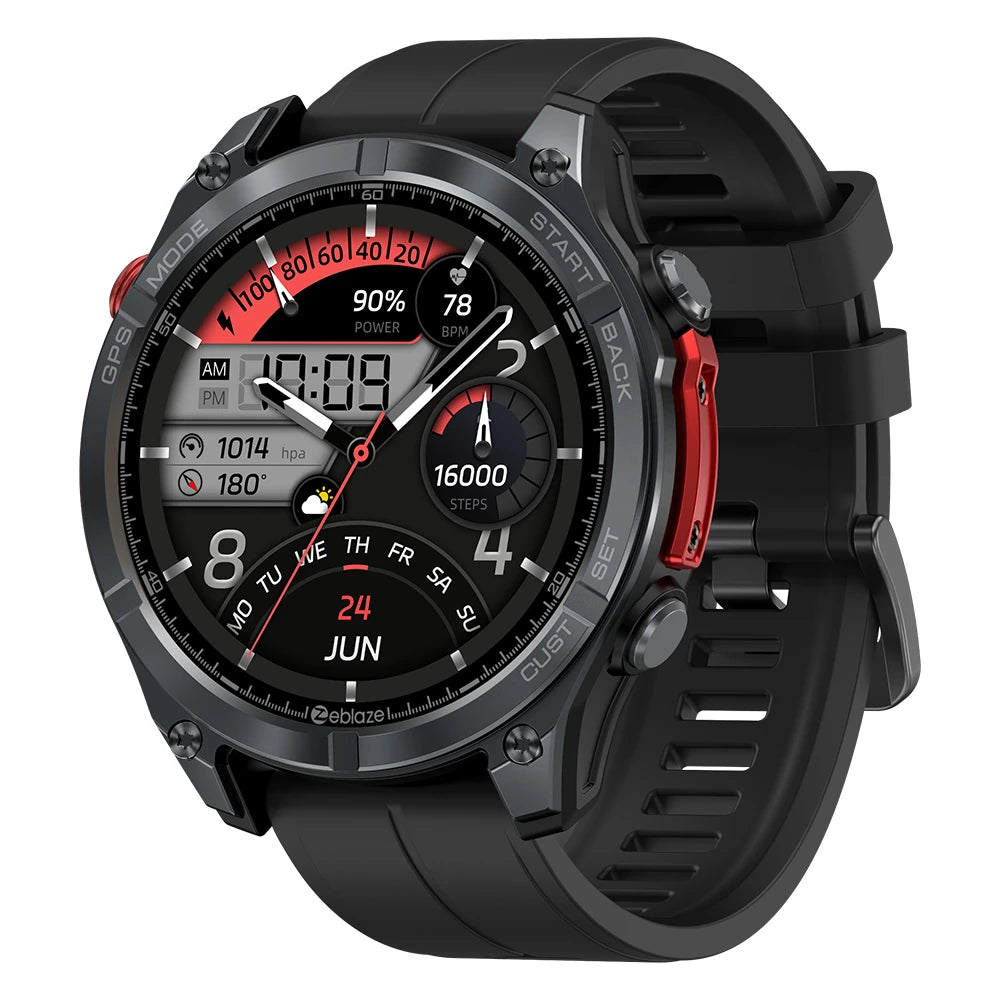 [World Premiere] Stratos 4 1.43-Inch AMOLED GPS 5ATM&IP69K Waterproof Built-In Flashlight Compass&Barometric Altimeter 60 Days Battery Life Voice Assistant Bluetooth Call Heart Rate Spo2 Monitor Sleep Monitoring Multi-Sport Modes Smart Watch