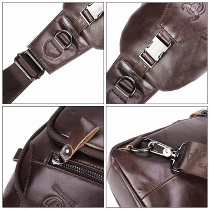 Men Multi-Pocket Leather Chest Bag Casual Sports Multifunctional Large Capacity Crossbody Shoulder Bag