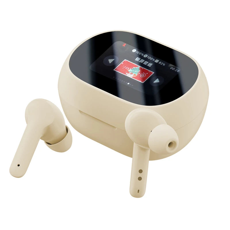 LED Smart Screen TWS Earbuds Wireless Bluetooth Earphone LED Colorful Touch Screen Panoramic Surround Sound 48H Playback Low Gaming Latency In-Ear Sports Headphones