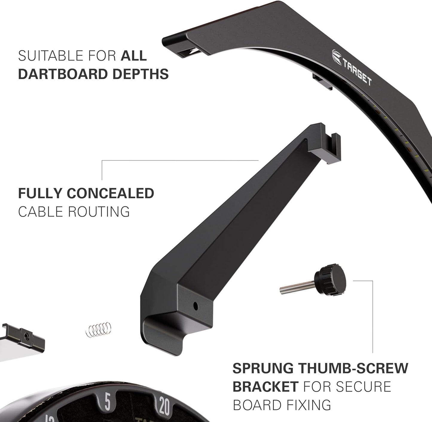 LED Dartboard Lighting System - Enhanced Illumination for Dart Boards | 3M Extended Cable | Compatible with All Dart Boards | Simple Assembly | Premium Darts Accessories