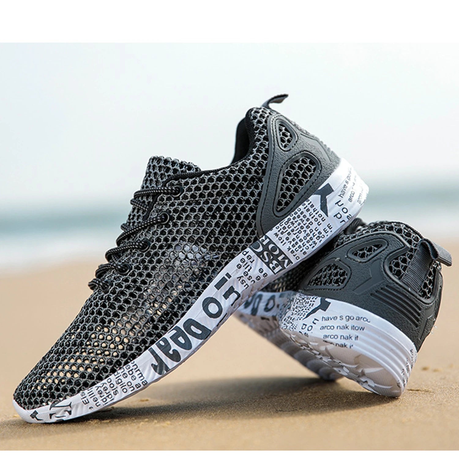 Men'S Breathable Mesh Running Shoes Summer Sport Sneakers Casual Walking Wading Shoes for Outdoor Sport Cycling Shoes