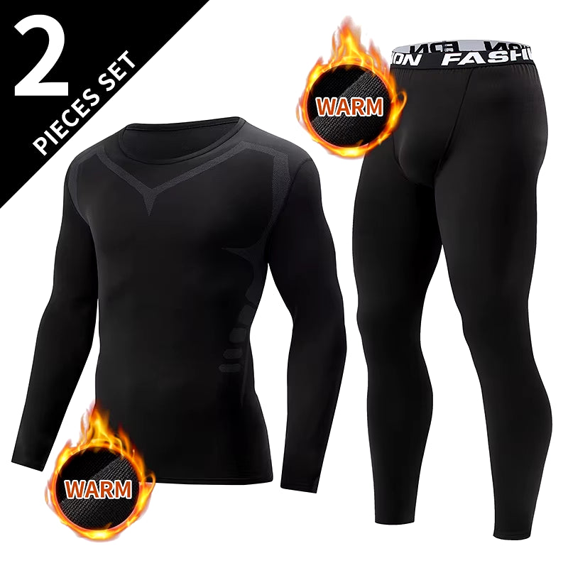 2/4 Pcs Autumn/Winter Men'S Black Long Sleeved Pants Underwear Set Youth Fitness Running Base Sports Shirt Casual Stretch Pants