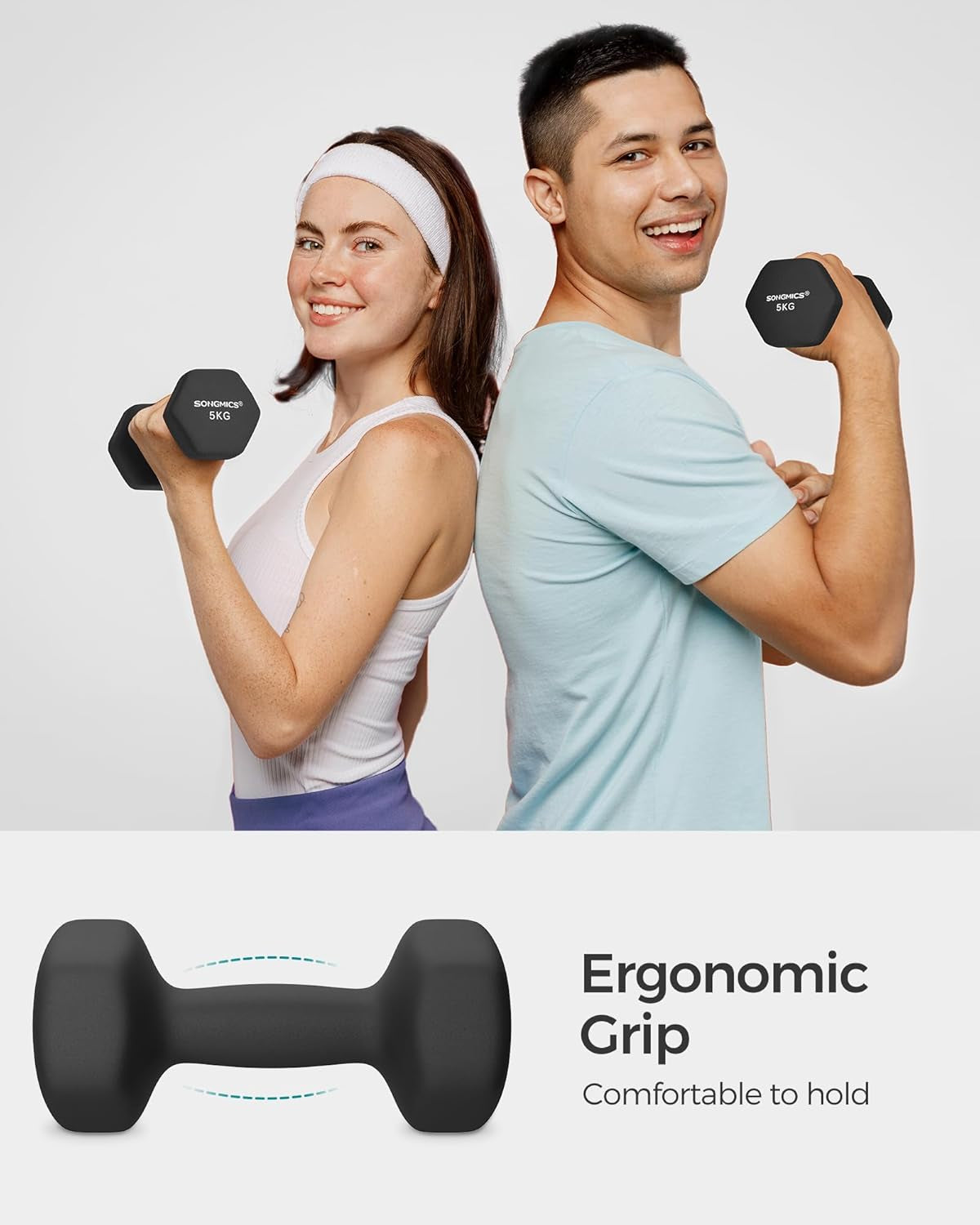 Dumbbells Set of 2 Dumbbells Hexagon Neoprene Coating Strength Training Workout Fitness Training Home