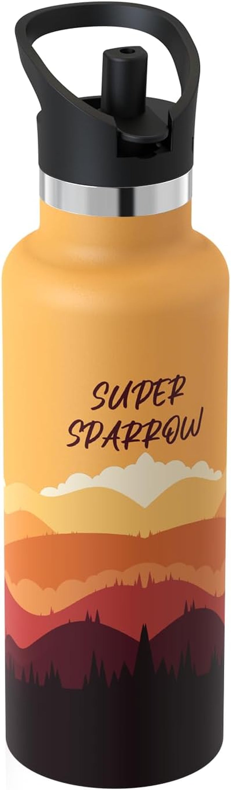 Sparrow Insulated Water Bottle - 350Ml/500Ml/750Ml/1L/1.2L - Flipflow Metal Water Bottles with Straw Lid - BPA Free - Leakproof Stainless Steel Flask for Sport, Gym, School, Outdoor, Travel