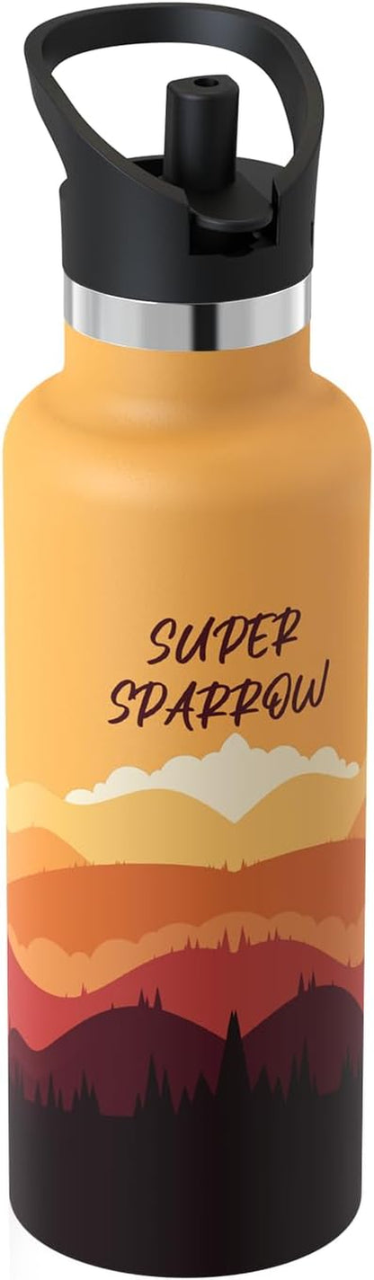 Sparrow Insulated Water Bottle - 350Ml/500Ml/750Ml/1L/1.2L - Flipflow Metal Water Bottles with Straw Lid - BPA Free - Leakproof Stainless Steel Flask for Sport, Gym, School, Outdoor, Travel