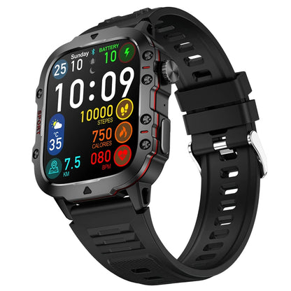 QX11 1.96Inch HD Screen Bluetooth Call Heart Rate Blood Pressure Spo2 Monitor Breath Training SOS Sleep Monitoring Multi-Sport Modes Music Playback 3ATM Waterproof Smart Watch