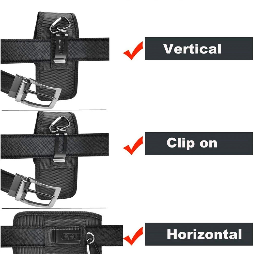 Vertical 5-7.5 Inch Phone Holster Case Waist Bag with Belt Clip Portable Nylon Pouch Cover L-XXXL