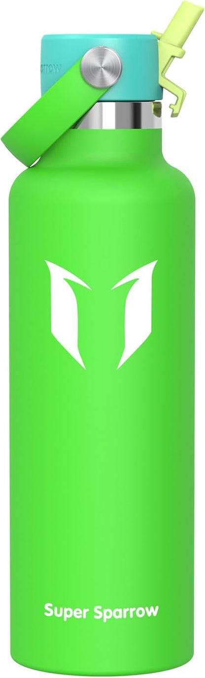 Sparrow Insulated Water Bottle - 350Ml/500Ml/750Ml/1L/1.2L - Flipflow Metal Water Bottles with Straw Lid - BPA Free - Leakproof Stainless Steel Flask for Sport, Gym, School, Outdoor, Travel