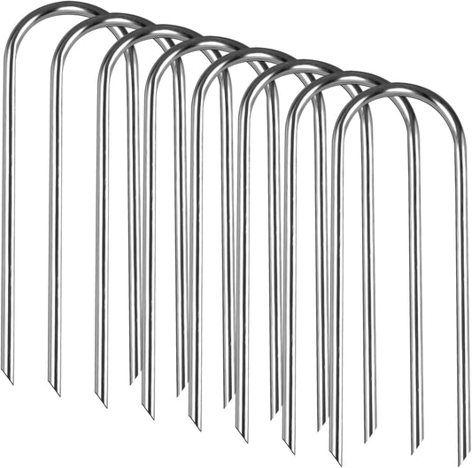 Heavy-Duty U-Type Wind Stakes with Sharp Ends - Galvanized Steel Ground Anchors for Trampolines, Soccer Goals, Camping Tents, and Large Garden Decor
