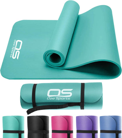 Yoga Mat Exercise NBR Fitness Foam Mat Extra Thick Non-Slip Large Padded High Density Ideal for Hiit Pilates Gymnastics Mats Fitness & Workout with Free Carry Strap