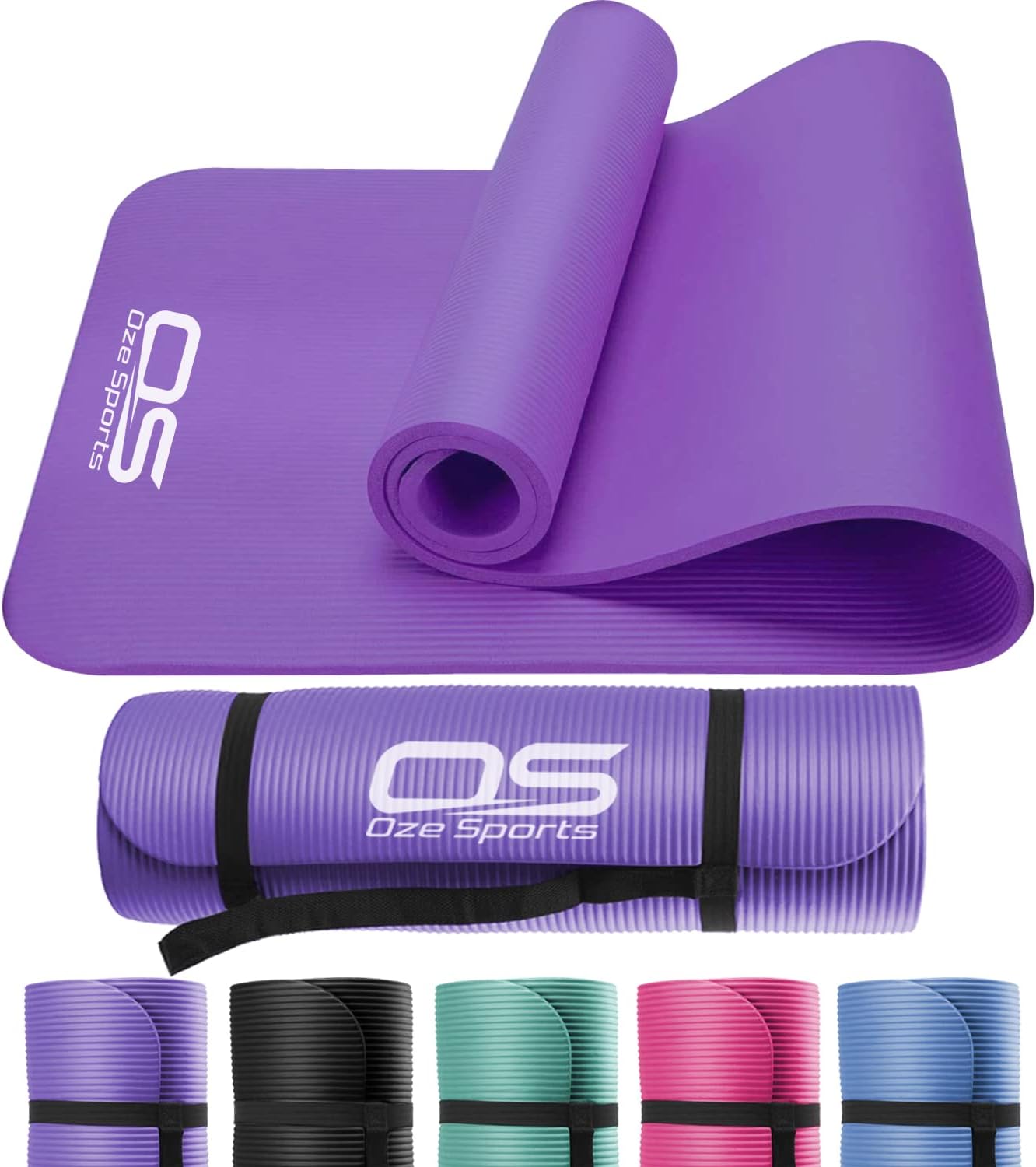 Yoga Mat Exercise NBR Fitness Foam Mat Extra Thick Non-Slip Large Padded High Density Ideal for Hiit Pilates Gymnastics Mats Fitness & Workout with Free Carry Strap