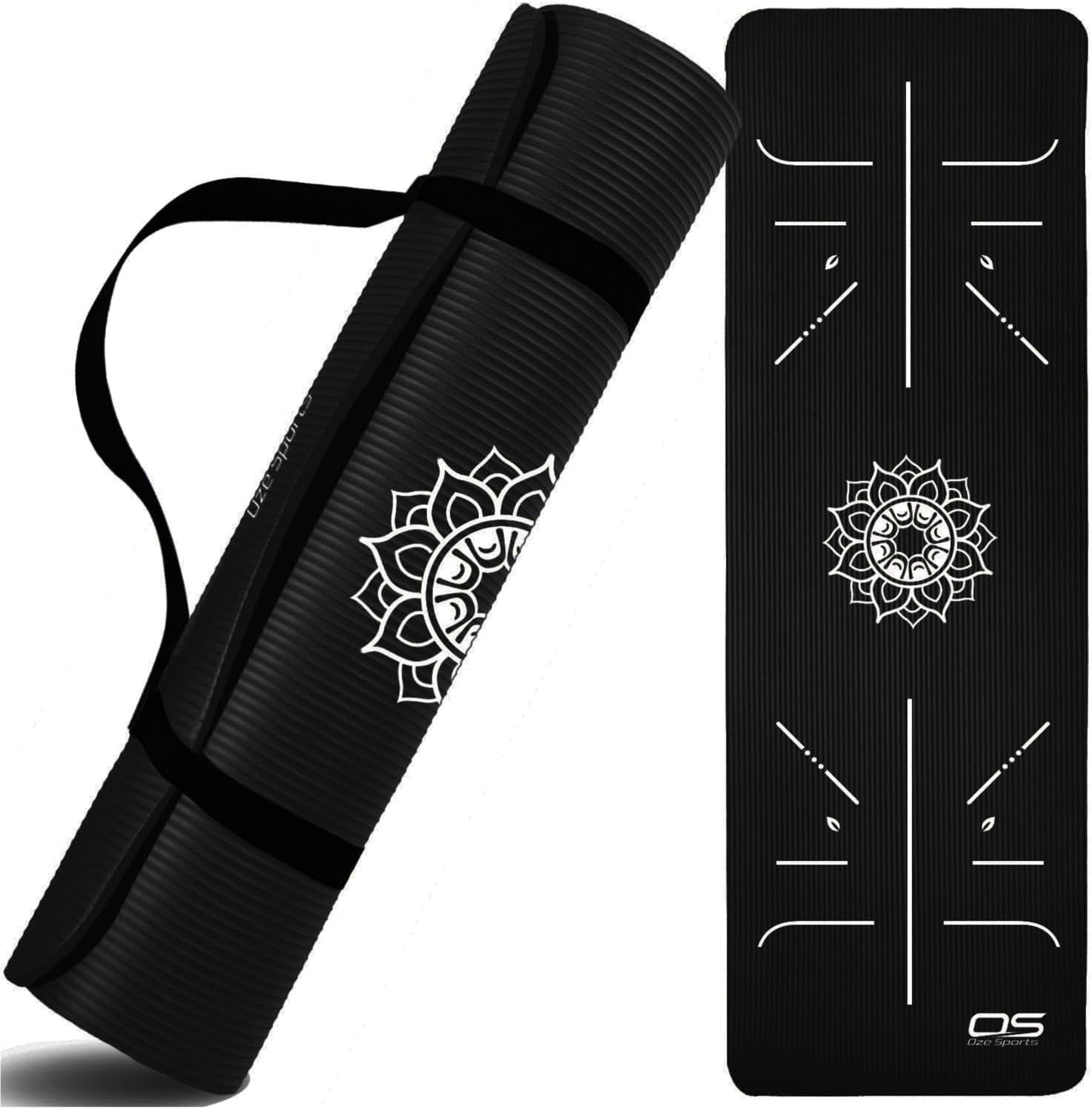 Yoga Mat Exercise NBR Fitness Foam Mat Extra Thick Non-Slip Large Padded High Density Ideal for Hiit Pilates Gymnastics Mats Fitness & Workout with Free Carry Strap