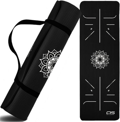 Yoga Mat Exercise NBR Fitness Foam Mat Extra Thick Non-Slip Large Padded High Density Ideal for Hiit Pilates Gymnastics Mats Fitness & Workout with Free Carry Strap