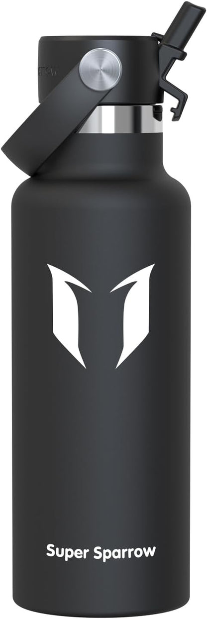 Sparrow Insulated Water Bottle - 350Ml/500Ml/750Ml/1L/1.2L - Flipflow Metal Water Bottles with Straw Lid - BPA Free - Leakproof Stainless Steel Flask for Sport, Gym, School, Outdoor, Travel