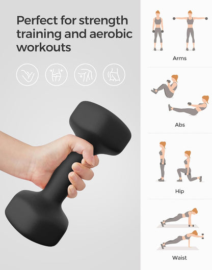 Dumbbells Set of 2 Dumbbells Hexagon Neoprene Coating Strength Training Workout Fitness Training Home