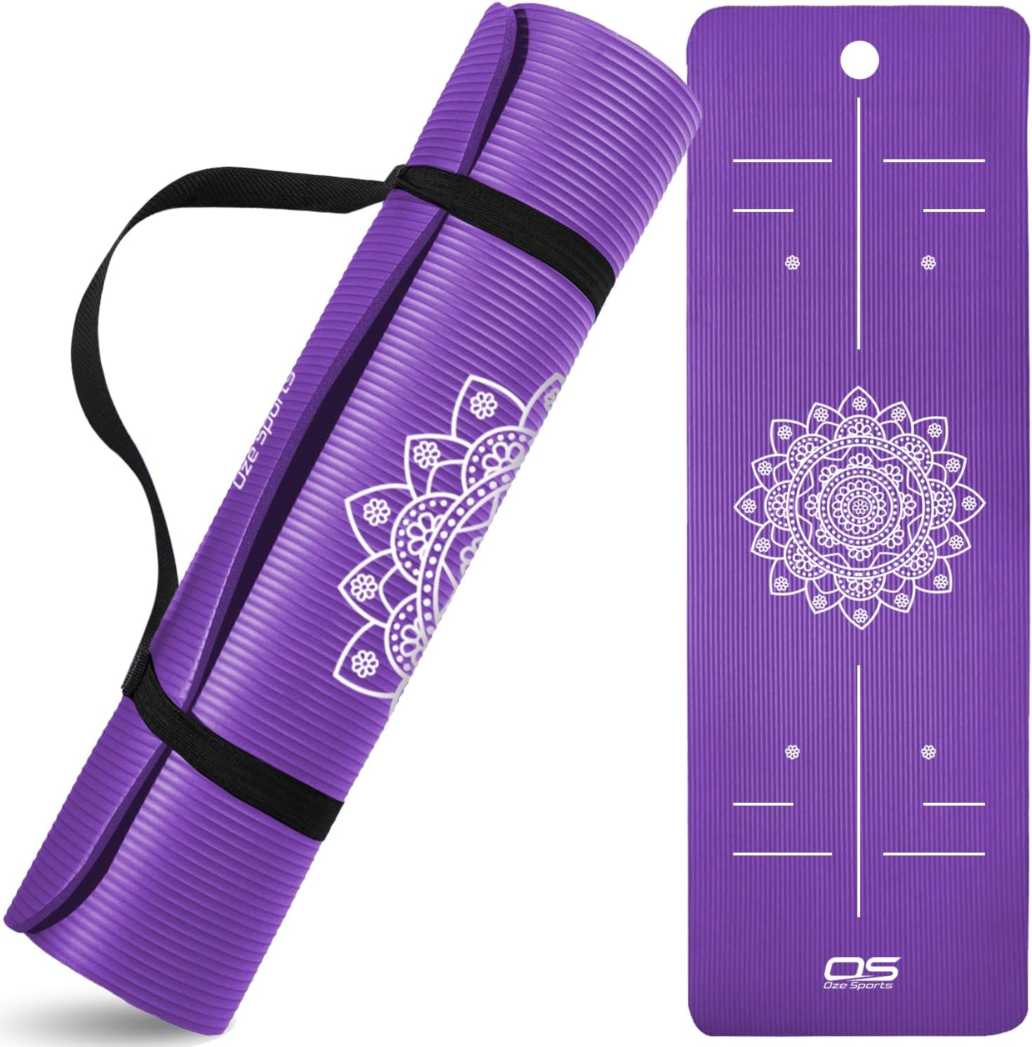 Yoga Mat Exercise NBR Fitness Foam Mat Extra Thick Non-Slip Large Padded High Density Ideal for Hiit Pilates Gymnastics Mats Fitness & Workout with Free Carry Strap