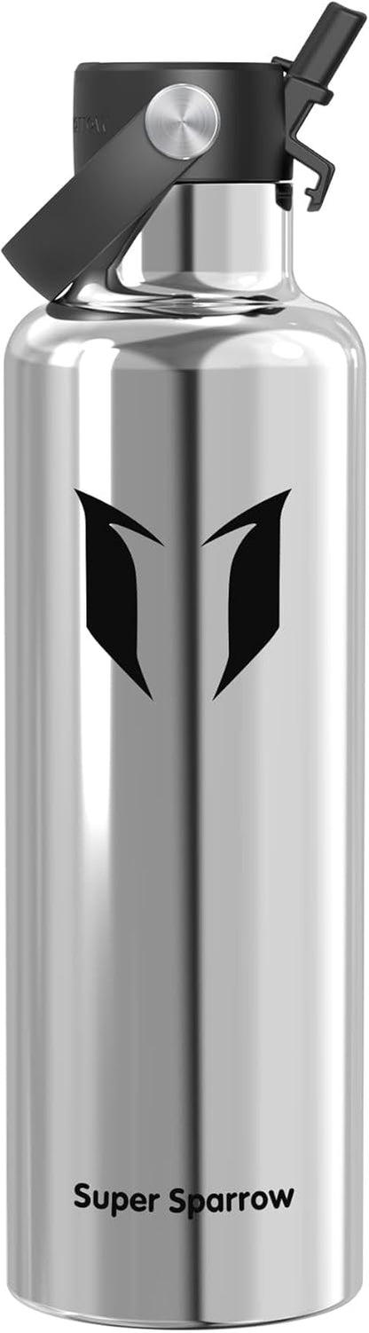 Sparrow Insulated Water Bottle - 350Ml/500Ml/750Ml/1L/1.2L - Flipflow Metal Water Bottles with Straw Lid - BPA Free - Leakproof Stainless Steel Flask for Sport, Gym, School, Outdoor, Travel