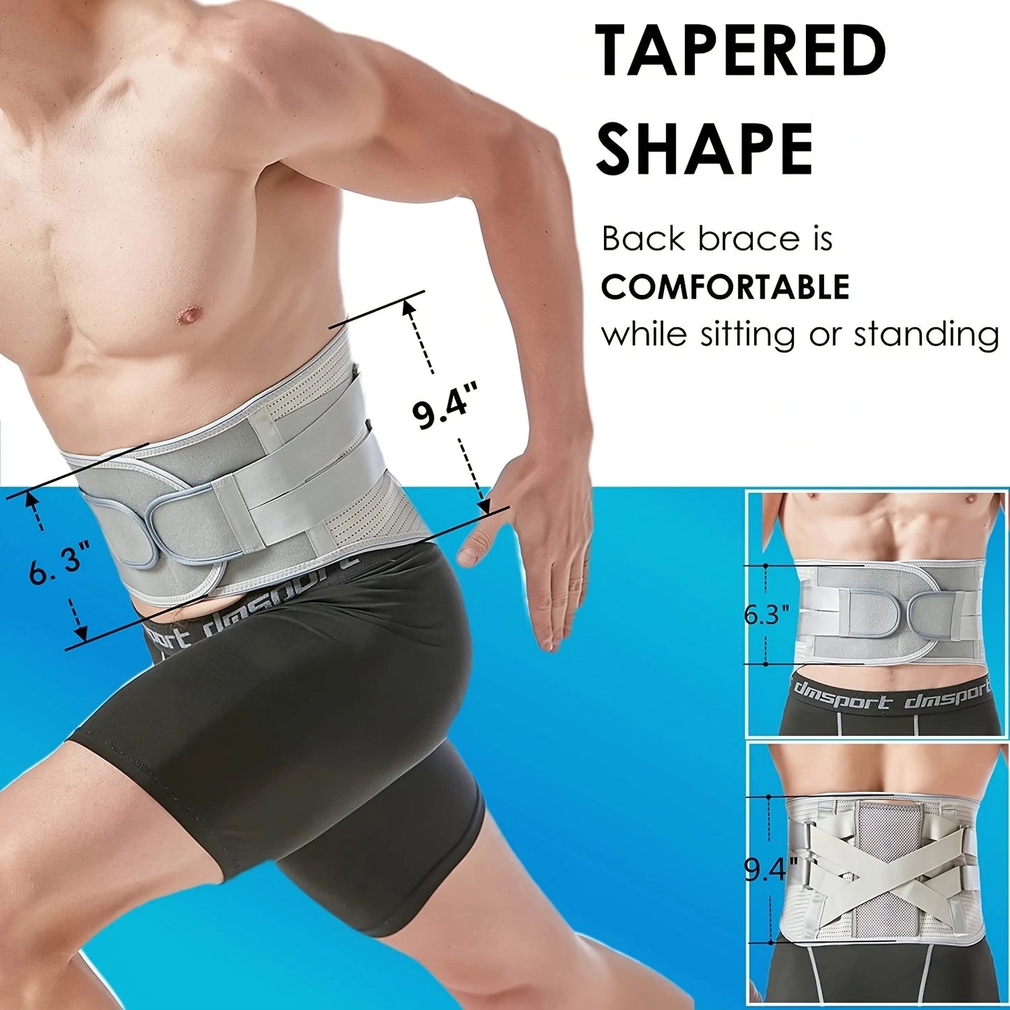 Back Support Belt Widen Comfort Anti-Skid Waist Spine Protection for Sport Injury Recovery
