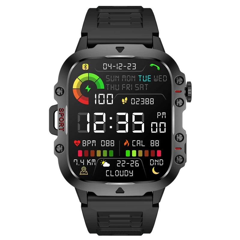 QX11 1.96Inch HD Screen Bluetooth Call Heart Rate Blood Pressure Spo2 Monitor Breath Training SOS Sleep Monitoring Multi-Sport Modes Music Playback 3ATM Waterproof Smart Watch