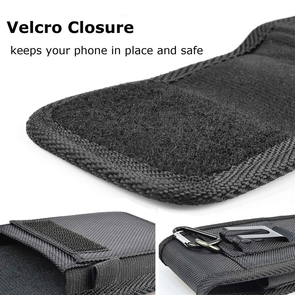 Vertical 5-7.5 Inch Phone Holster Case Waist Bag with Belt Clip Portable Nylon Pouch Cover L-XXXL