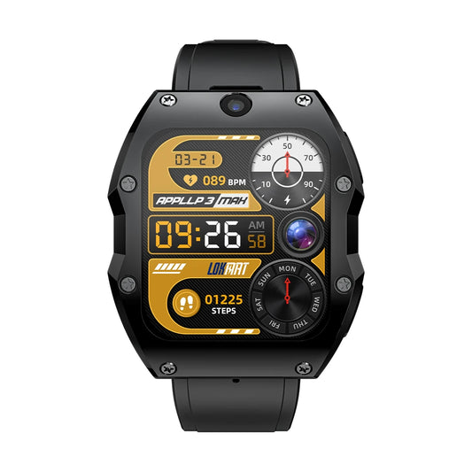 LOKMAT APPLLP 3 MAX 2.02 Inch HD TFT Display Bluetooth Call Heart Rate Spo2 Monitor Sleep Monitoring SOS Multi-Sport Modes Music Playback IP68 Waterproof 4G Smart Watch