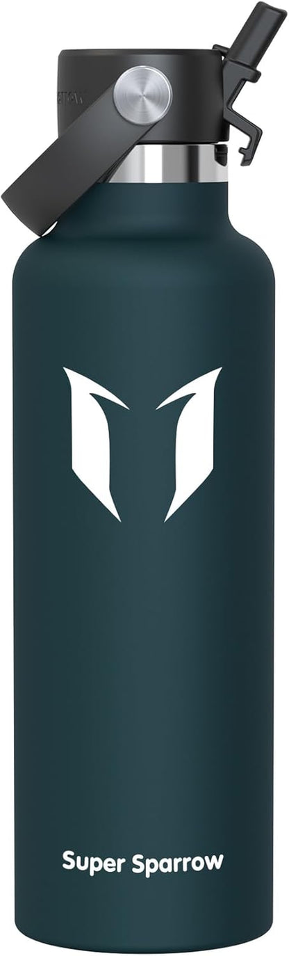 Sparrow Insulated Water Bottle - 350Ml/500Ml/750Ml/1L/1.2L - Flipflow Metal Water Bottles with Straw Lid - BPA Free - Leakproof Stainless Steel Flask for Sport, Gym, School, Outdoor, Travel