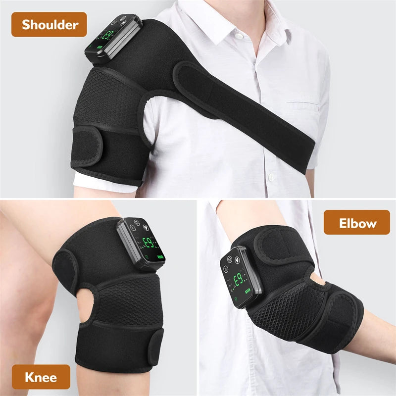 TENGOO Cordless Knee Massager Shoulder Brace Heating Pad, Elbow Warmth Hot Compress Old Cold Legs Massage Instrument with 3 Adjustable Vibrations and Heating Modes
