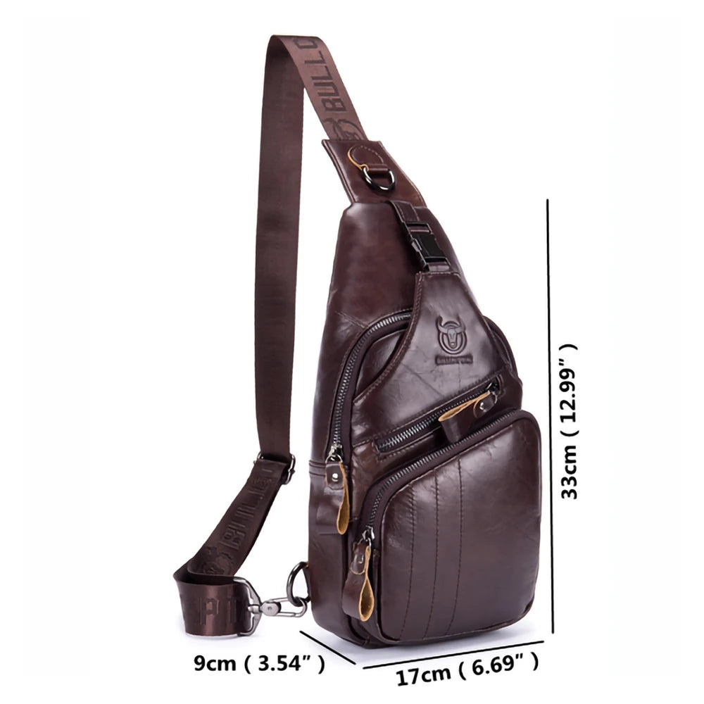 Men Multi-Pocket Leather Chest Bag Casual Sports Multifunctional Large Capacity Crossbody Shoulder Bag