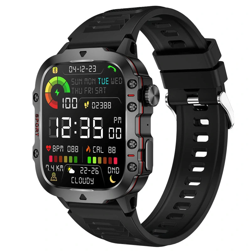 QX11 1.96Inch HD Screen Bluetooth Call Heart Rate Blood Pressure Spo2 Monitor Breath Training SOS Sleep Monitoring Multi-Sport Modes Music Playback 3ATM Waterproof Smart Watch