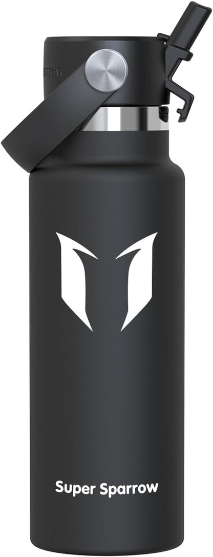 Sparrow Insulated Water Bottle - 350Ml/500Ml/750Ml/1L/1.2L - Flipflow Metal Water Bottles with Straw Lid - BPA Free - Leakproof Stainless Steel Flask for Sport, Gym, School, Outdoor, Travel