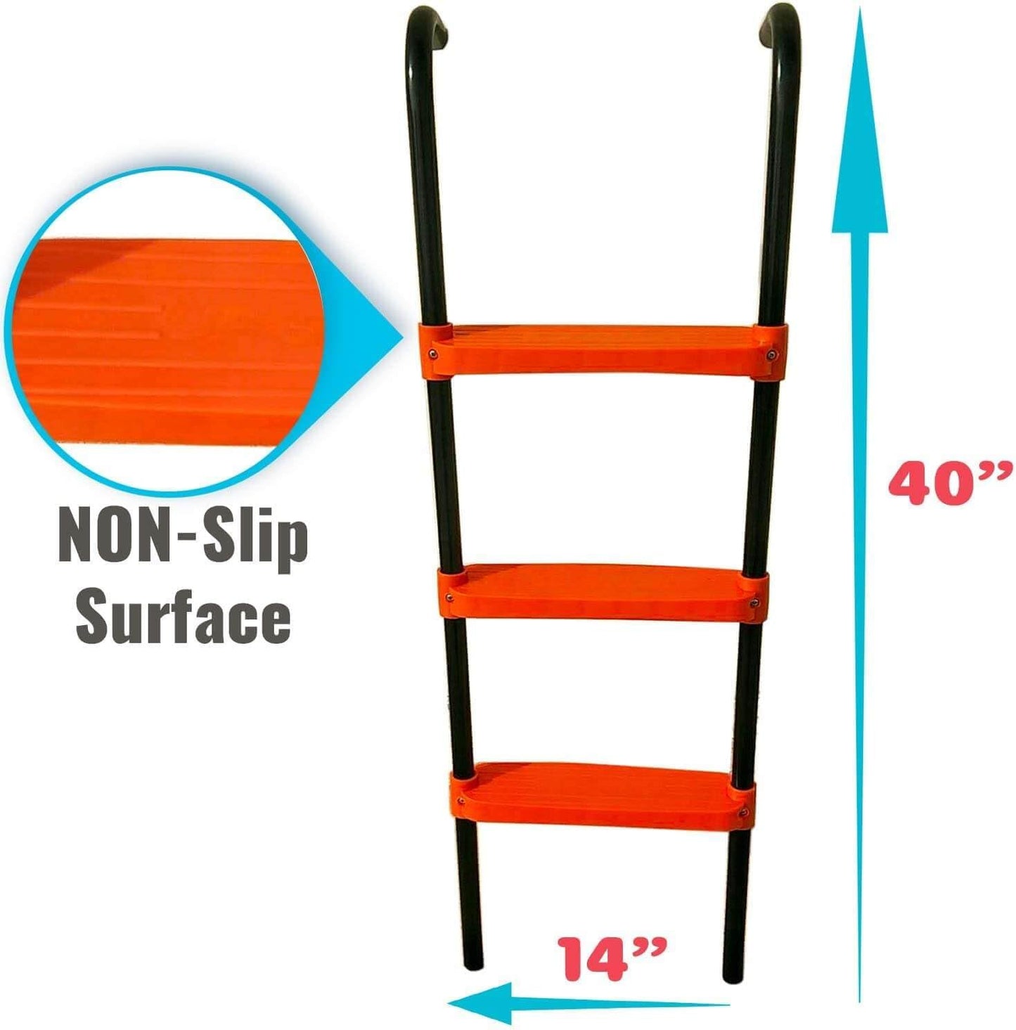 Three-Step Wide Trampoline Ladder for Children, Durable Powder-Coated and UV-Treated Trampoline Accessory for All Weather Conditions, Sturdy and Safe Design