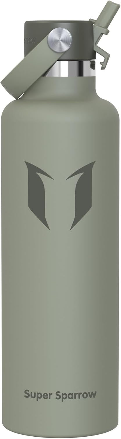 Sparrow Insulated Water Bottle - 350Ml/500Ml/750Ml/1L/1.2L - Flipflow Metal Water Bottles with Straw Lid - BPA Free - Leakproof Stainless Steel Flask for Sport, Gym, School, Outdoor, Travel