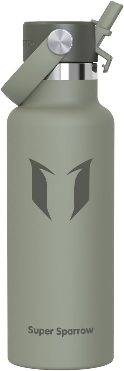 Sparrow Insulated Water Bottle - 350Ml/500Ml/750Ml/1L/1.2L - Flipflow Metal Water Bottles with Straw Lid - BPA Free - Leakproof Stainless Steel Flask for Sport, Gym, School, Outdoor, Travel