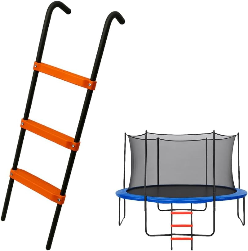 Three-Step Wide Trampoline Ladder for Children, Durable Powder-Coated and UV-Treated Trampoline Accessory for All Weather Conditions, Sturdy and Safe Design