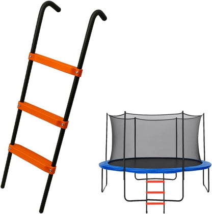 Three-Step Wide Trampoline Ladder for Children, Durable Powder-Coated and UV-Treated Trampoline Accessory for All Weather Conditions, Sturdy and Safe Design