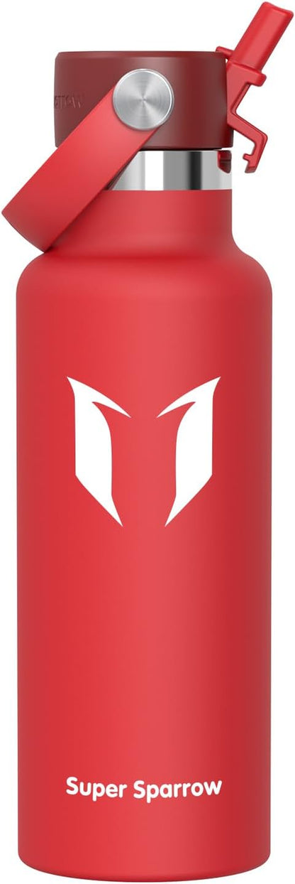 Sparrow Insulated Water Bottle - 350Ml/500Ml/750Ml/1L/1.2L - Flipflow Metal Water Bottles with Straw Lid - BPA Free - Leakproof Stainless Steel Flask for Sport, Gym, School, Outdoor, Travel