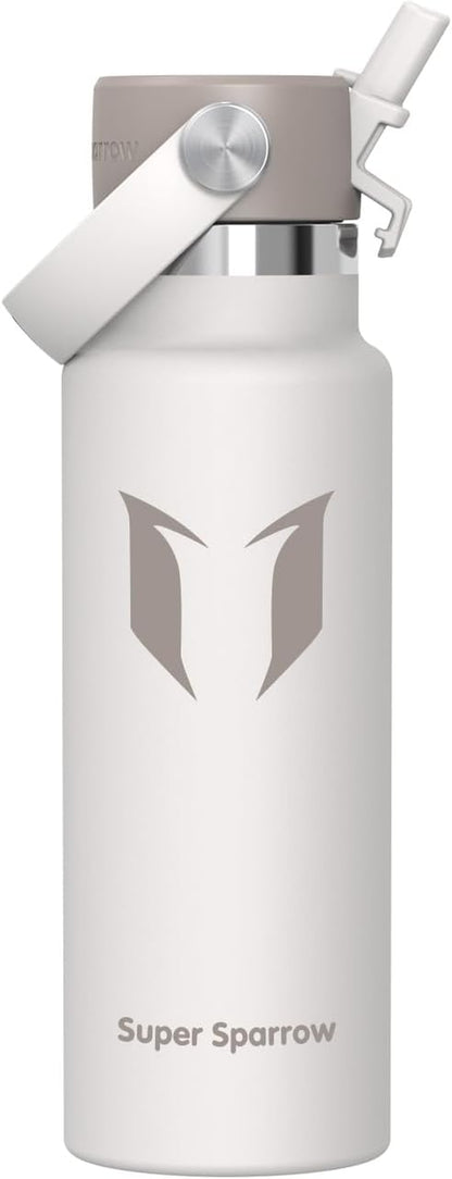 Sparrow Insulated Water Bottle - 350Ml/500Ml/750Ml/1L/1.2L - Flipflow Metal Water Bottles with Straw Lid - BPA Free - Leakproof Stainless Steel Flask for Sport, Gym, School, Outdoor, Travel