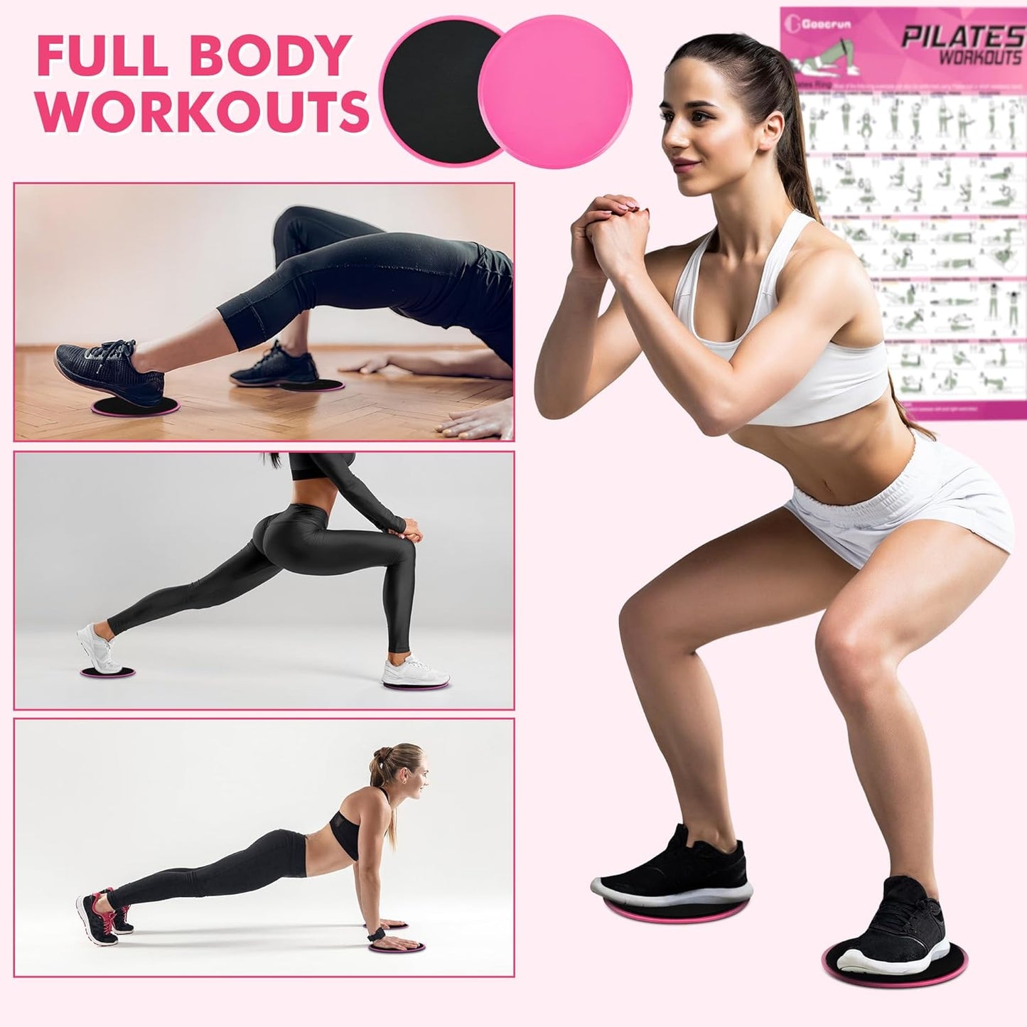 Pilates Ring Set Exercise Equipment with Exercise Bands Resistance Bands Set, Pilates Ball, Sliding Disks – Workout Equipment Home Gym Includes Complete Fitness Guide